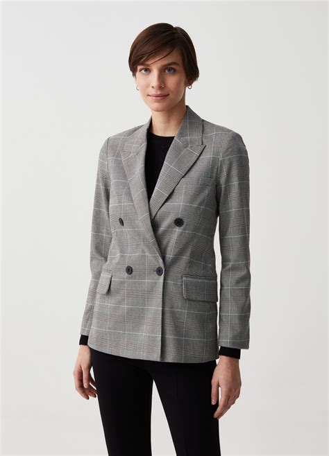 blazer principe di galles ysl donna|Blazer doppiopetto in principe di Galles Bianco/Nero da Donna.